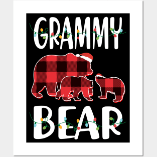 Grammy Bear Red Plaid Christmas Pajama Matching Family Gift Posters and Art